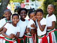 Young dancers posing before their performance at Oude Molen in Cape Town